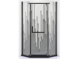 Душевой уголок Дана 1021B 100x100, черный профиль, прозрачное стекло с рисунком