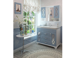 Комплект мебели EvaGold Duglas 105 №3 Патина голубая (тумба с раковиной, зеркало-шкаф)