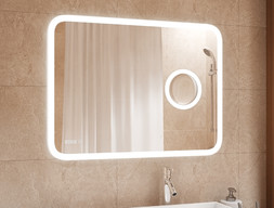 Зеркало Санакс 45201 100x70 (увеличительное стекло, LED подсветка, часы)