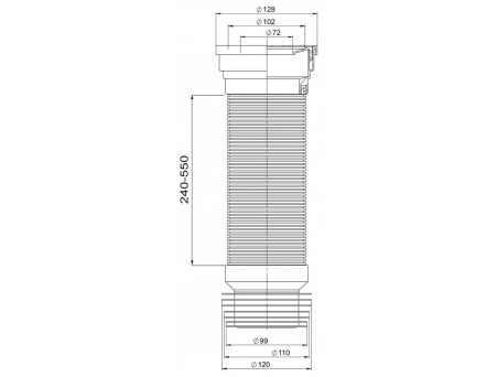 Гофра для унитаза РМС ОУА-0,55 армированная (от 240 до 550 мм) - фото 2