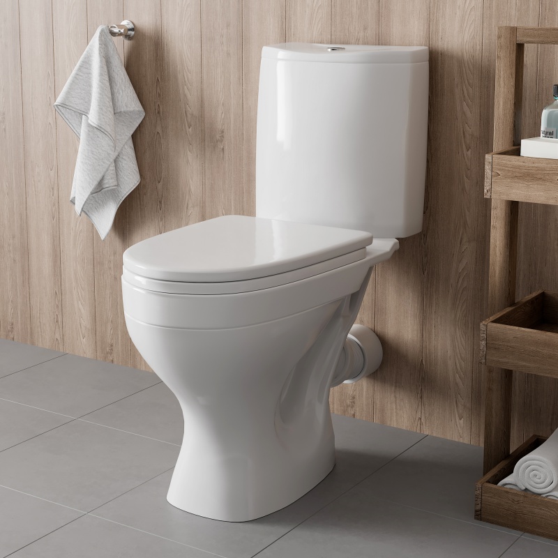 Унитаз-компакт Gesso Сигма Home De Luxe с косым выпуском, 1 режим, сиденье из полипропилена