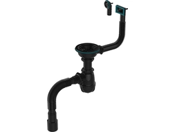 Сифон для кухонной мойки Aquant B0186-20-MR 3 1/2" (универсальный перелив), черный