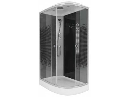 Душевая кабина Niagara Eco NG-4512-14L Black 120x80 с низким поддоном, прозрачным стеклом с рисунком 45121453L