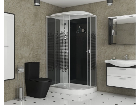 Душевая кабина Niagara Eco NG-4512-14L Black 120x80 с низким поддоном, прозрачным стеклом с рисунком 45121453L - фото 2