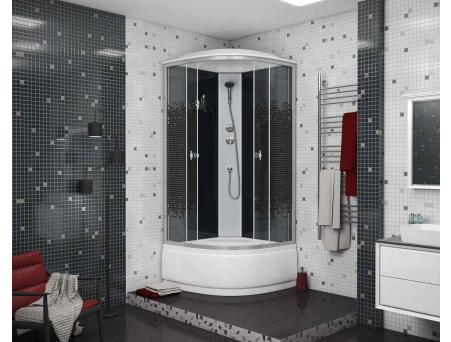 Душевая кабина Niagara Eco NG-7507-14BLACK 80x80 с высоким поддоном, прозрачным стеклом с рисунком 7507 - фото 3