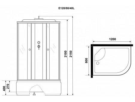 Душевая кабина Niagara Eco E120/80/40L/TN 120x80 с высоким поддоном, тонированным стеклом - фото 12