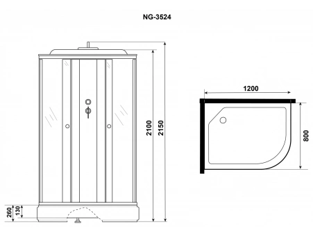 Душевая кабина Niagara Eco E120/80/26L/TN 120x80 со средним поддоном, тонированным стеклом - фото 11