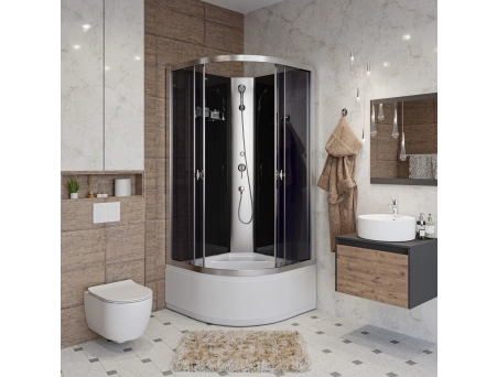 Душевая кабина Niagara Eco E80/40/TN/BK 80x80 с высоким поддоном, тонированным стеклом - фото 3