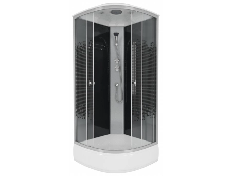 Душевая кабина Niagara Eco E100/26/Black 100x100 со средним поддоном, прозрачным стеклом с рисунком