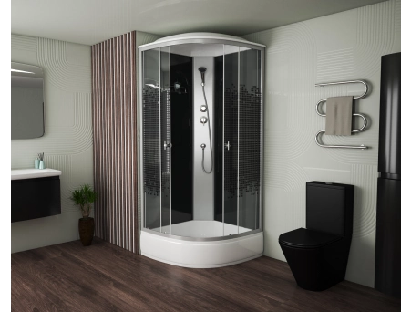 Душевая кабина Niagara Eco E100/26/Black 100x100 со средним поддоном, прозрачным стеклом с рисунком - фото 2