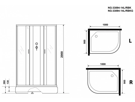 Душевая кабина Niagara Classic NG-33094-14RBK 100x90 со средним поддоном, матовым стеклом 330944RBK - фото 15