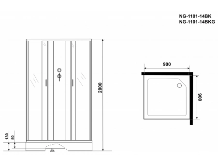 Душевая кабина Niagara Classic NG-1101-14BK 90x90 с низким поддоном, матовым стеклом 11011423BK - фото 15
