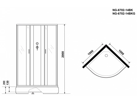 Душевая кабина Niagara Classic NG-6702-14BKG 100x100 со средним поддоном, прозрачным стеклом 67021414BKG - фото 14