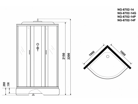 Душевая кабина Niagara Classic NG-6702-14F 100x100 со средним поддоном, прозрачным стеклом 67021414F - фото 17