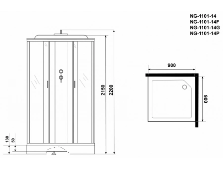 Душевая кабина Niagara Classic NG-1101-14P 90x90 с низким поддоном, матовым стеклом 11011423P - фото 18