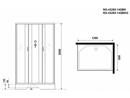 Душевая кабина Niagara Classic NG-43285-14QBK 120x80 с низким поддоном, матовым стеклом 432853QBK - фото 15