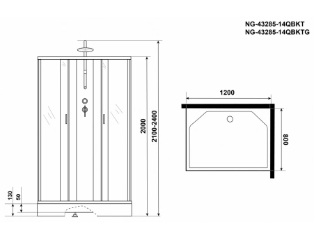 Душевая кабина Niagara Classic NG-43285-14QBKTG 120x80 с низким поддоном, матовым стеклом 432853QBKTG - фото 16