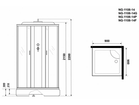 Душевая кабина Niagara Classic NG-1108-14 90x90 со средним поддоном, матовым стеклом 11081424 - фото 16