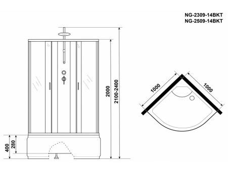 Душевая кабина Niagara Classic NG-2509-14BKT 100x100 с высоким поддоном, тонированным стеклом 25091434BKT - фото 15
