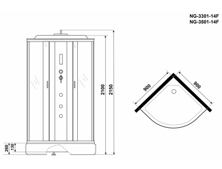 Душевая кабина Niagara Classic NG-3501-14F 90x90 со средним поддоном, тонированным стеклом 35011434F - фото 18