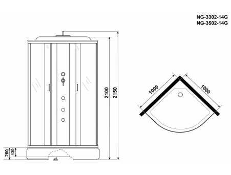 Душевая кабина Niagara Classic NG-3502-14G 100x100 со средним поддоном, тонированным стеклом 35021434G - фото 17