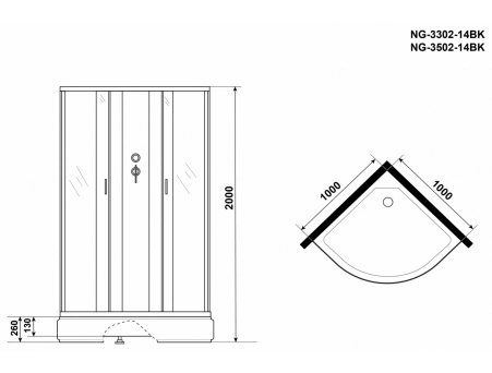 Душевая кабина Niagara Classic NG-3502-14BK 100x100 со средним поддоном, тонированным стеклом 35021434BK - фото 14