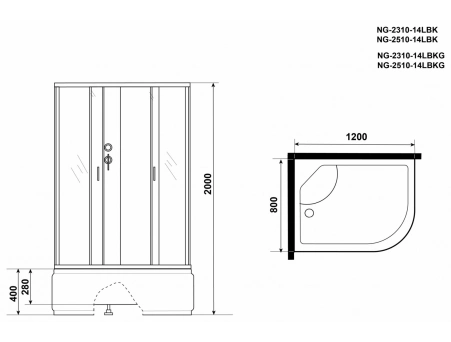 Душевая кабина Niagara Classic NG-2310-14LBKG 120x80 с высоким поддоном, матовым стеклом 23101424LBKG - фото 15