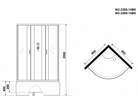 Душевая кабина Niagara Classic NG-2508-14BK 90x90 с высоким поддоном, тонированным стеклом 25081434BK - фото 14