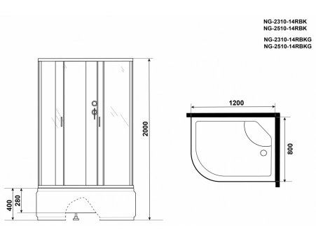 Душевая кабина Niagara Classic NG-2510-14RBKG 120x80 с высоким поддоном, тонированным стеклом 25101434RBKG - фото 15
