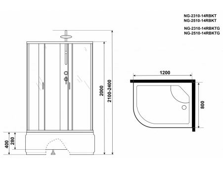 Душевая кабина Niagara Classic NG-2510-14RBKT 120x80 с высоким поддоном, тонированным стеклом 25101434RBKT - фото 15
