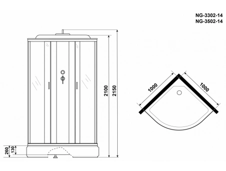 Душевая кабина Niagara Classic NG-3302-14 100x100 со средним поддоном, матовым стеклом 33021424 - фото 16