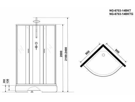 Душевая кабина Niagara Classic NG-6703-14BKT 80x80 со средним поддоном, прозрачным стеклом 67031414BKT - фото 14