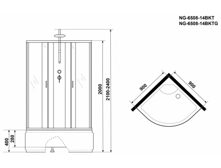 Душевая кабина Niagara Classic NG-6508-14BKTG 90x90 с высоким поддоном, тонированным стеклом 65081434BKTG - фото 17