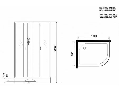 Душевая кабина Niagara Classic NG-3312-14LBK 120x80 с низким поддоном, матовым стеклом 33121423LBK - фото 15