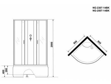 Душевая кабина Niagara Classic NG-2507-14BK 80x80 с высоким поддоном, тонированным стеклом 25071434BK - фото 14