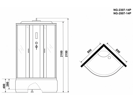 Душевая кабина Niagara Classic NG-2507-14P 80x80 с высоким поддоном, тонированным стеклом 25071434P - фото 17