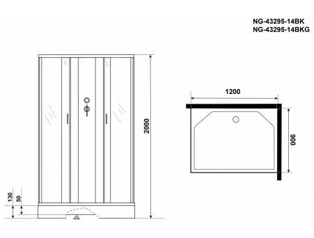 Душевая кабина Niagara Classic NG-43295-14QBK 120x90 с низким поддоном, матовым стеклом 432953QBK - фото 15