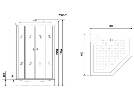 Душевая кабина Niagara Ultra NG-2306-01 90x90 с низким поддоном, прозрачным стеклом с рисунком 23060154 - фото 3