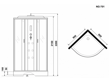 Душевая кабина Niagara Ultra NG-701-01 90x90 с низким поддоном, прозрачным стеклом с рисунком 7010164 - фото 11