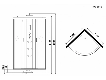 Душевая кабина Niagara Ultra NG-3012-01 120x120 с низким поддоном, комбинированным стеклом (прозрачным, матовым) 30120164 - фото 11
