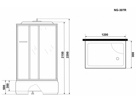 Душевая кабина Niagara Ultra NG-307-01R 120x80 с высоким поддоном, комбинированным стеклом (прозрачным, матовым) 3070164R - фото 9