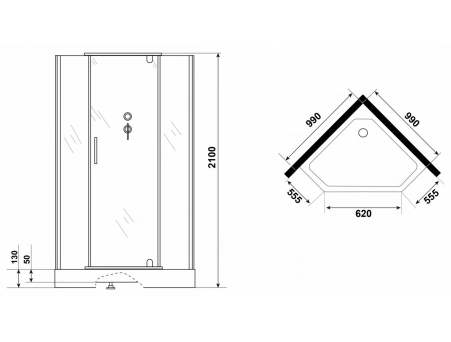 Душевая кабина Niagara Luxe NG-7717GBK 100x100 с низким поддоном, прозрачным стеклом 7717GBK - фото 7