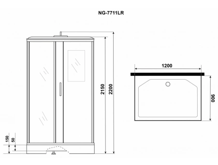 Душевая кабина Niagara Luxe NG-7711WL 90x120 с низким поддоном, прозрачным стеклом 7711WL - фото 6