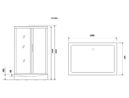 Душевая кабина Niagara Luxe NG-7711WBK 90x120 с низким поддоном, прозрачным стеклом 7711WBK - фото 3