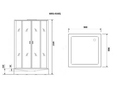 Душевая кабина Niagara Premium NG-6001-01GQ 90x90 с низким поддоном, прозрачным стеклом 60010114GQ - фото 3