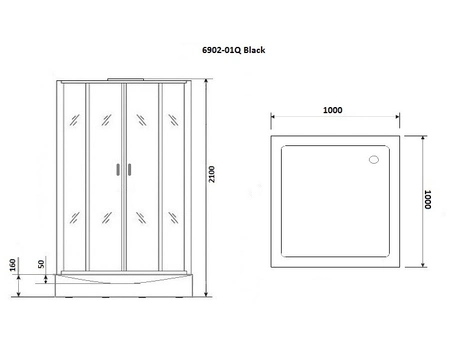 Душевая кабина Niagara Premium NG-6902-01Q Black 100x100 с низким поддоном, тонированным стеклом 69020134QBLACK - фото 3