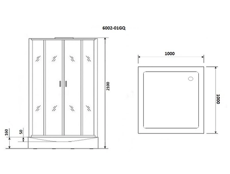 Душевая кабина Niagara Premium NG-6002-01GQ 100x100 с низким поддоном, прозрачным стеклом 60020114GQ - фото 3