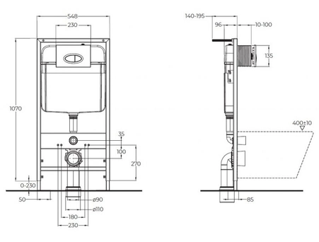 Инсталляция для унитаза BelBagno BB026 с хромированной смывной клавишей BB041CR - фото 14