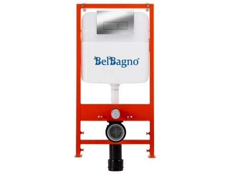 Инсталляция для унитаза BelBagno BB026 с хромированной смывной клавишей BB041CR