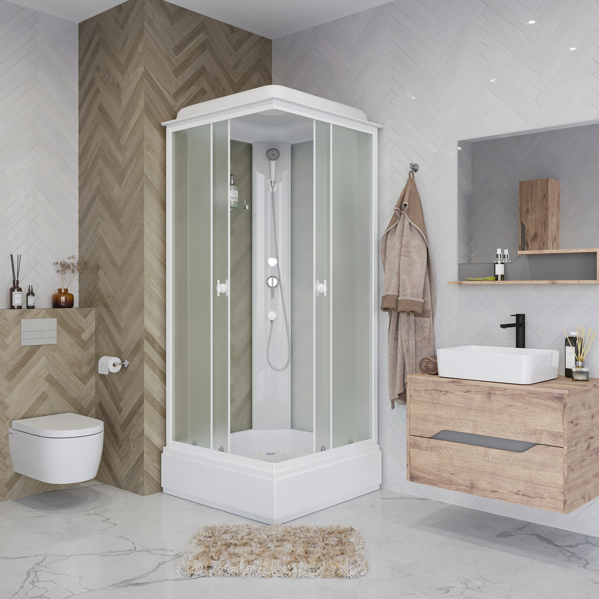 Душевая кабина Niagara Promo P80/26Q/MT 80x80 со средним поддоном, матовым стеклом